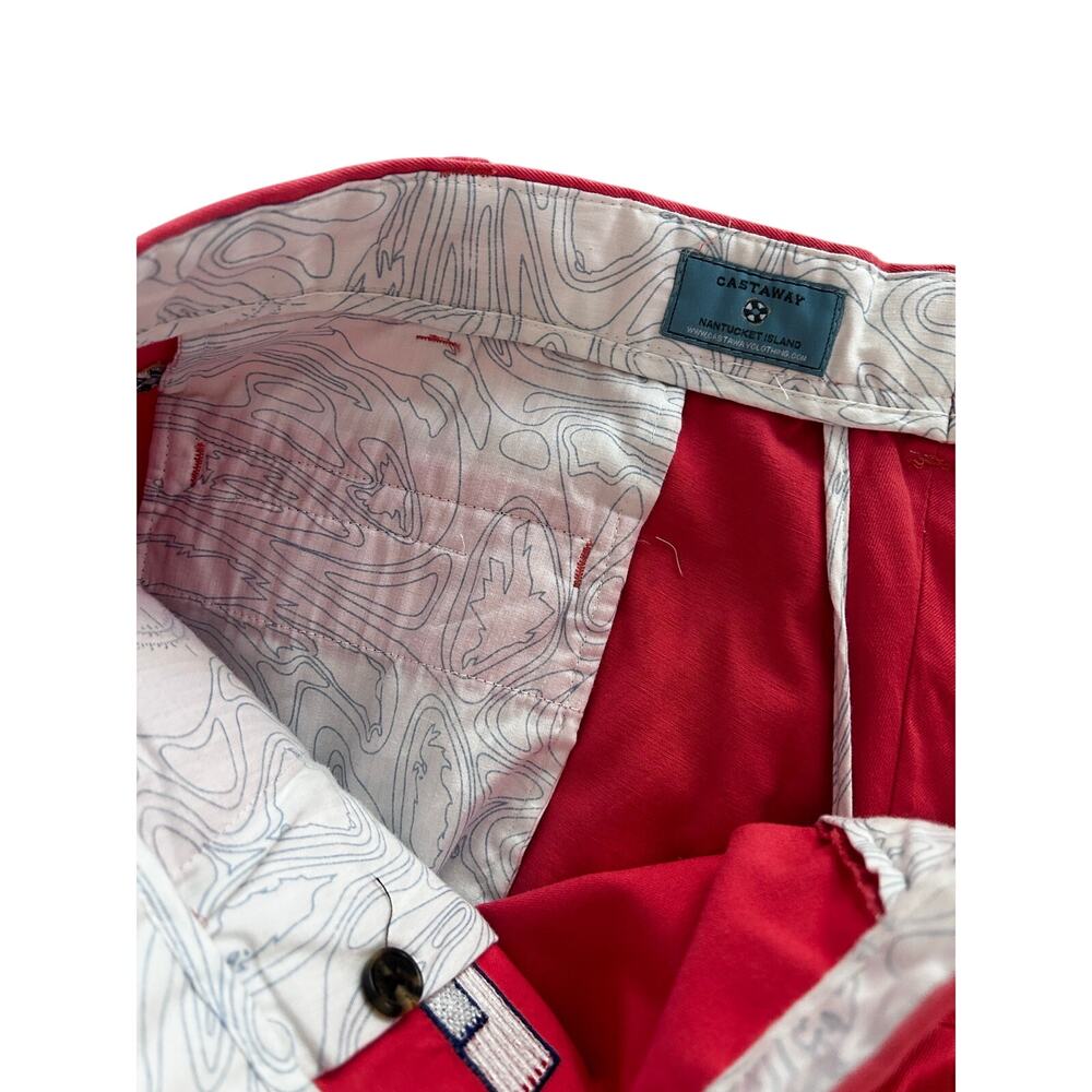 Castaway Nantucket Island Flag Embroidered Shorts Men’s 46 Red Pink Cotton USA - Picture 6 of 10